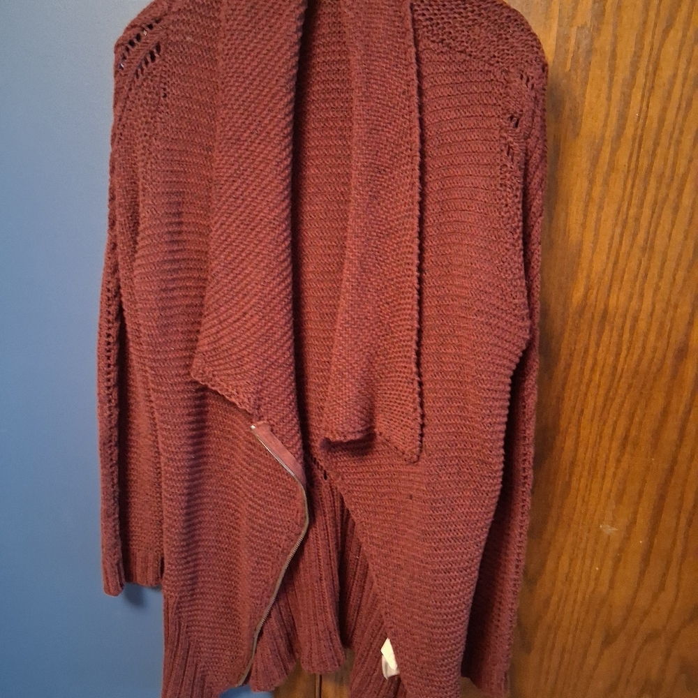 RACHEL Rachel Roy Maroon Open Front Cardigan